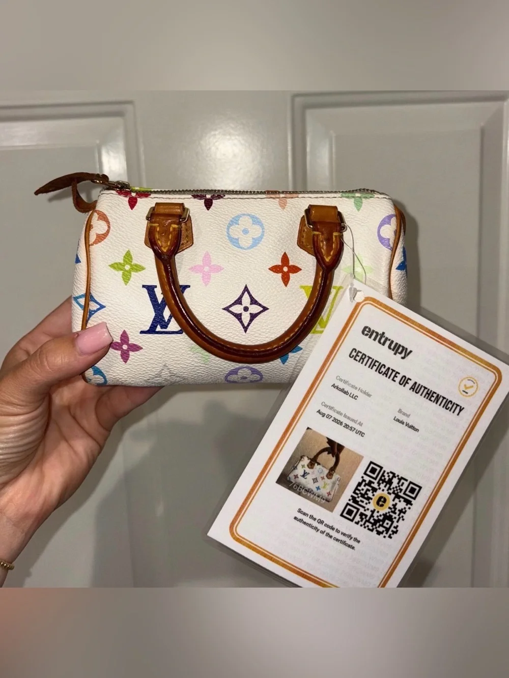 Louis Vuitton x Takashi Murakami Multicolore Mini Speedy HL Blanc